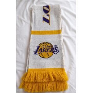 Vintage Los Angeles Lakers Knit Scarf White Gold Purple Fringe NBA Fan Scarf